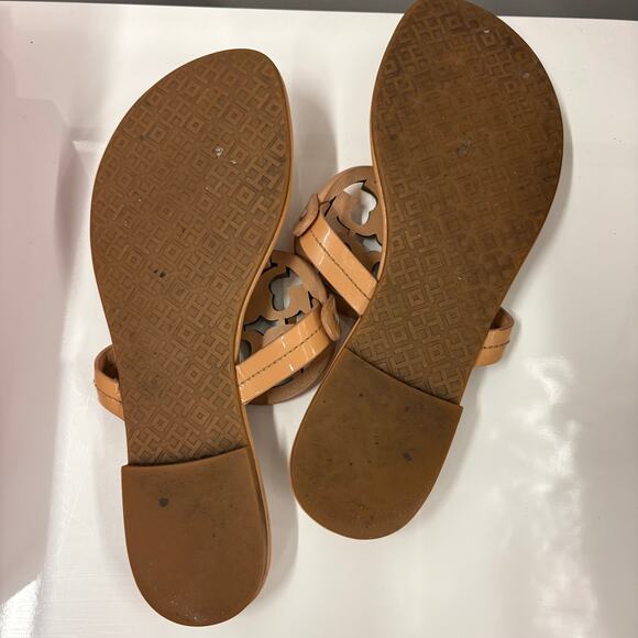 Tory Burch Sandals Pastel Rainbow Printed Patented Leather Miller Sandals Size 5 - Picture 5 of 6